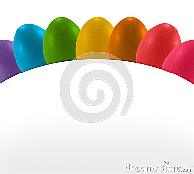 Easter colorful eggs and white curve paper banneà¸ž Stock Photo